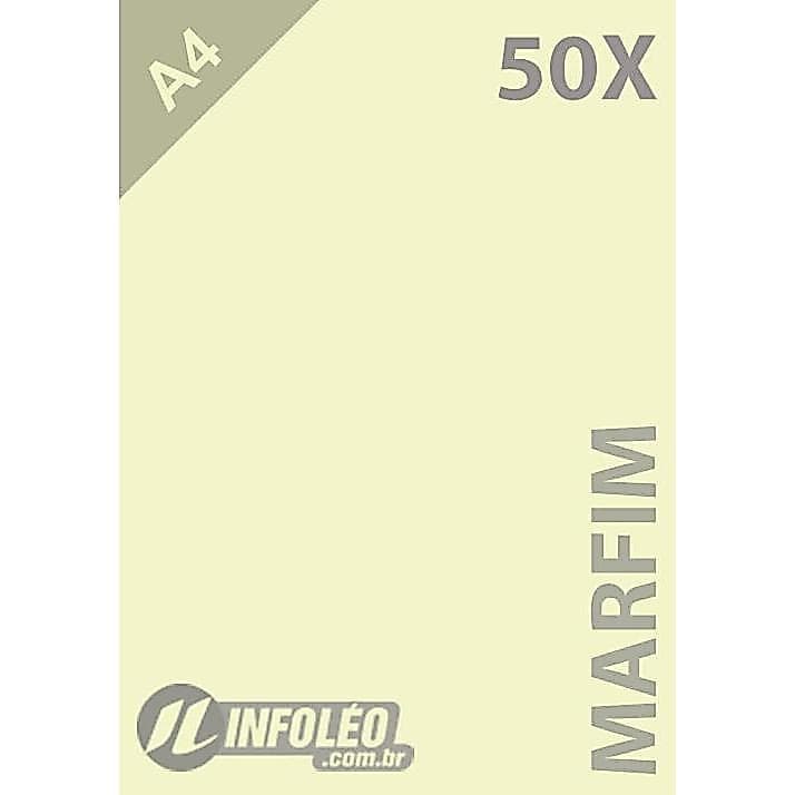 50 Folhas Papel Color Plus Marfim (Creme) A4 180g Colorido na Massa 180 gramas