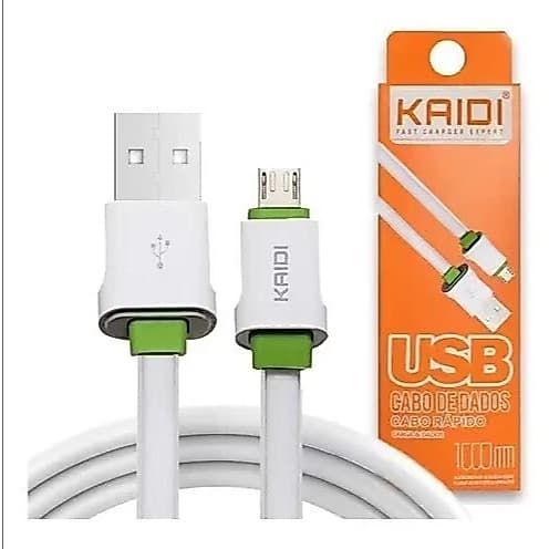 Cabo Carregador 1M USB Micro Usb V8 Tipo C Lightning Iphone Kaidi Turbo Reforçado Kaidi Original