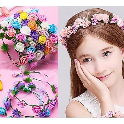 KIT 2/3/5  peças tiara de FLORES para cabelo Acessório De Cabelo Coroa De Flor Com Dourada Para Noivas Meninas