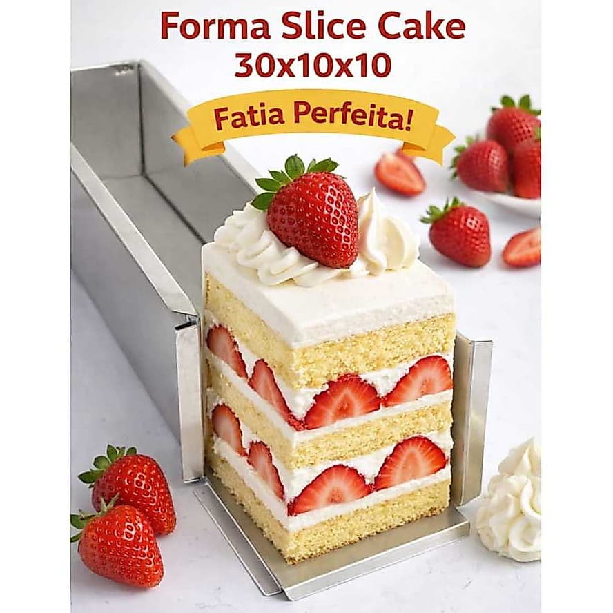 Forma Slice Cake 30x10x10 Formas Bolo Retangular Assadeira de Alumínio Formas Fatia Perfeita