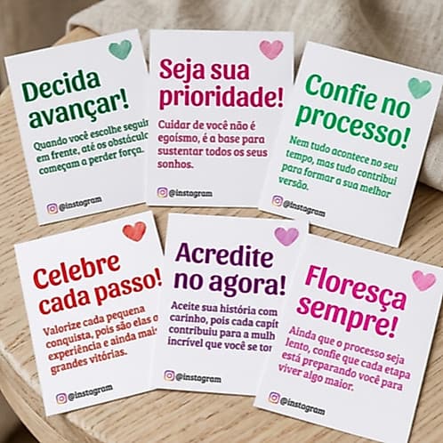 Mini Cartões com Frases Motivacionais | Brindes para Clientes, Lembrancinhas e Pedidos