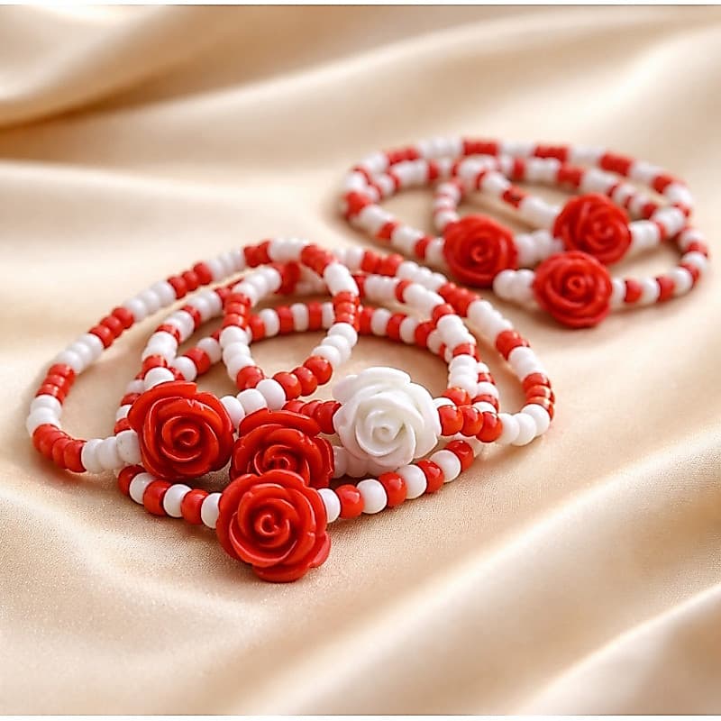 Kit 3  Pulseiras CRUZADAS | escolha suas cores|Fio de conta com rosa|Pombogira|Navalha|Padilha|amuleto|umbanda|candomble