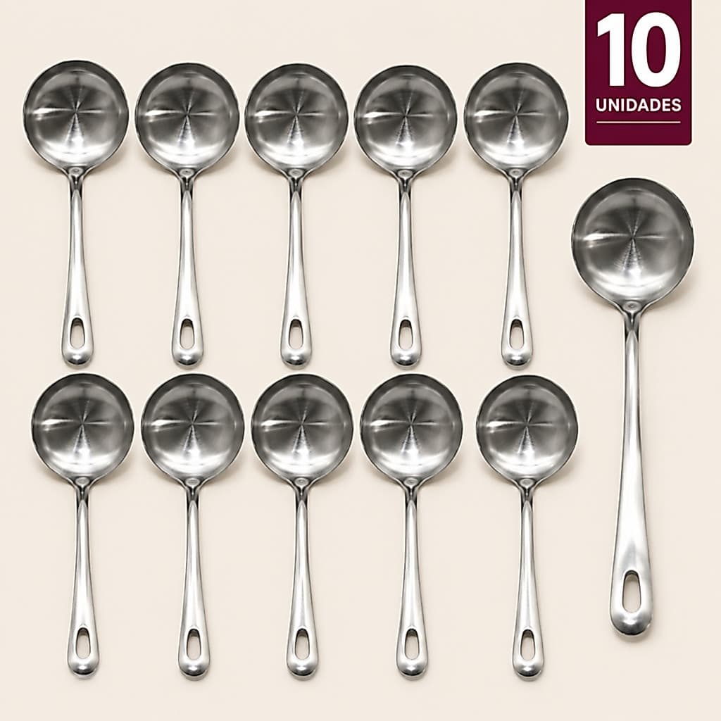 Concha Inox 23cm Concha Servir Aço Inoxidável Resistente Cozinha Industrial Gourmet 10 Unidades