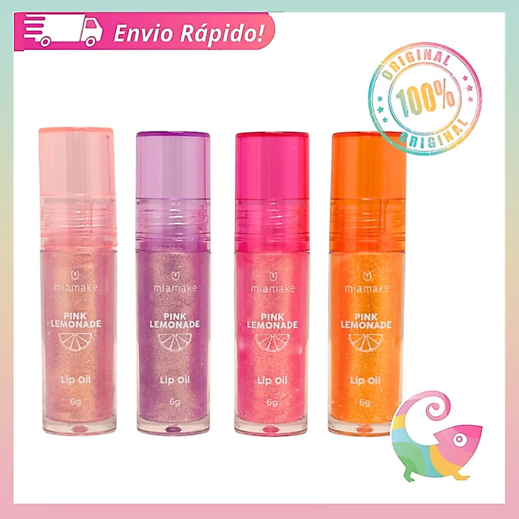 Lip Oil Mia Make Pink Lemonade Hidratação Intensa Efeito glossy