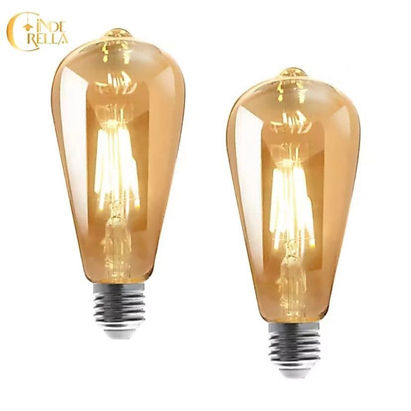 Kit 2 Lâmpadas Retrô ST64 LED Filamento – Vidro Âmbar – Bocal E27