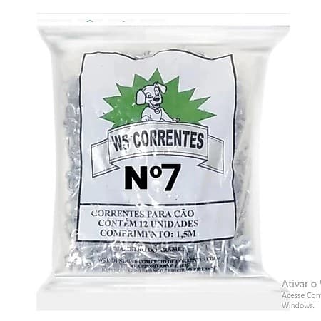 Kit 12 Correntes Galvanizada para Cães Nº7 Resistente - 1,5M