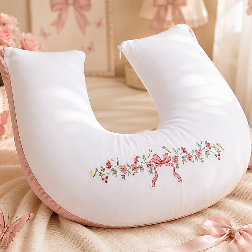 Almofada de Amamentação Menina Travesseiro Floral Rose Grande e Firme Luxo