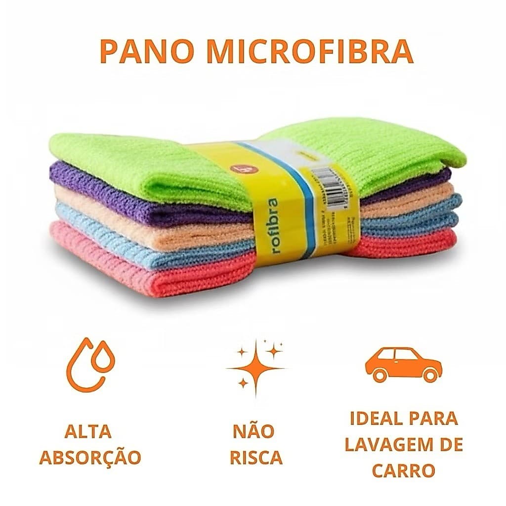 Kit 5 /10 ou 15 Panos Microfibra Automotiva Flanela Anti-Risco Cozinha  30x30