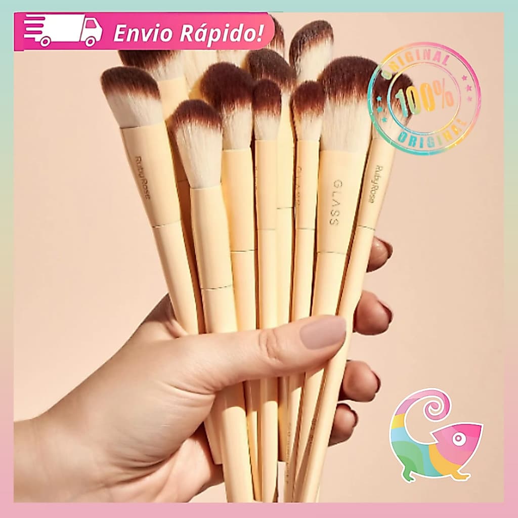 Pincel Maquiagem Linha Glass Cerdas Macias Alta Precisão Acabamento Profissional Ruby Rose Esfumar
