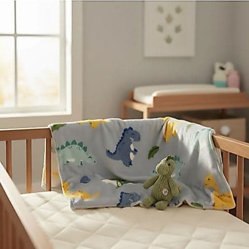 Cobertor Manta Etruria Infantil 0,90x 1,10cm Baby Dinossauro Menino Azul Antialergico