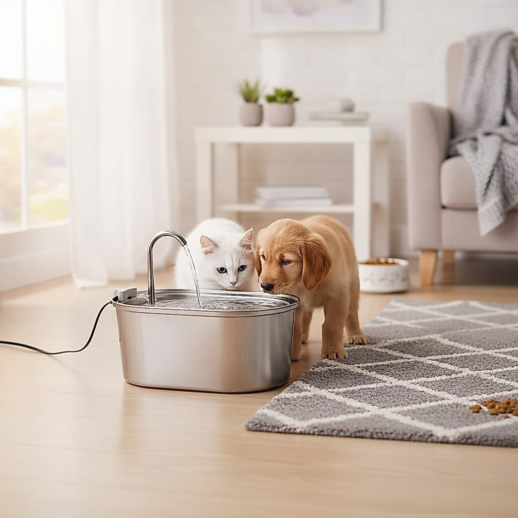 Fonte Bebedouro Premium em Aço Inoxidável Silenciosa Bivolt para Cães Gatos Água Fresca Higiêni