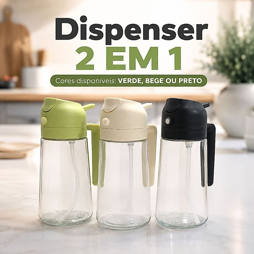 Porta Azeite 450ml com Pulverizador 2 em 1 | Dispenser para Óleo, Vinagre e Molhos