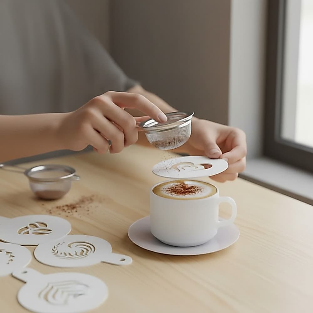 Kit 6 Stencil Café Cacau Canela Latte Arte Barista Bebidas