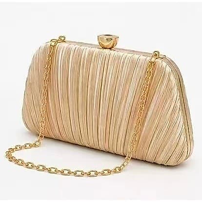 Bolsa de Festa Luxo com Corrente e Acabamento Plissado