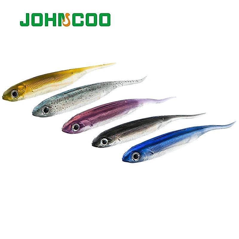 JOHNCOO 6 peças de iscas macias para pesca 1.7g 2.2g 2.6g 5.2g Iscas artificiais com cauda em T Iscas macias de silicone