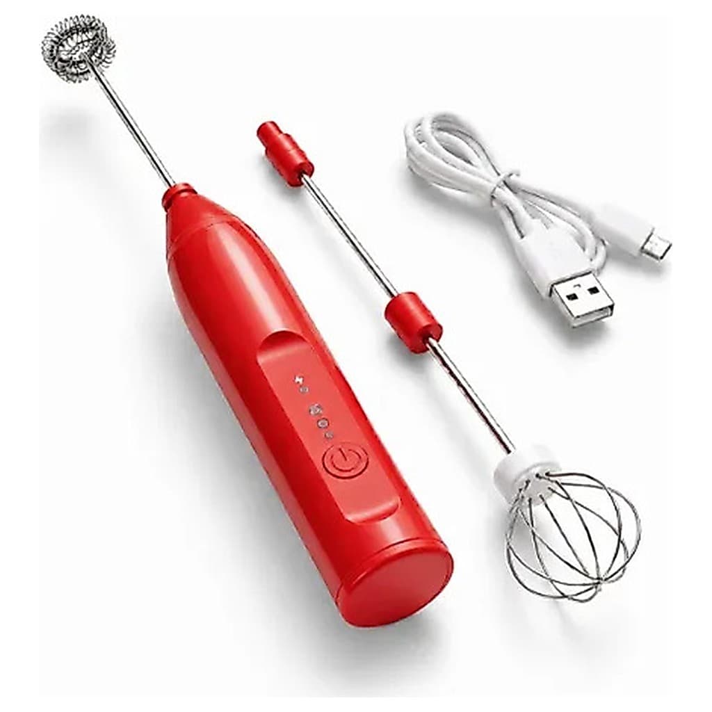 Mini Mixer Elétrico 2 em 1 Recarregável HIBULL Batedor USB Bivolt 127/220V Vermelho Espuma Cremosa 3 Velocidades 13000