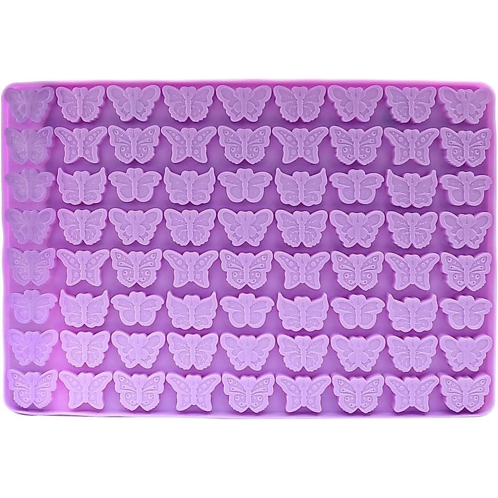 Moldes de Silicone para Mini Borboletas com 72 Cavidades - Moldes 3D de Borboletas em Silicone de Grau Alimentício para
