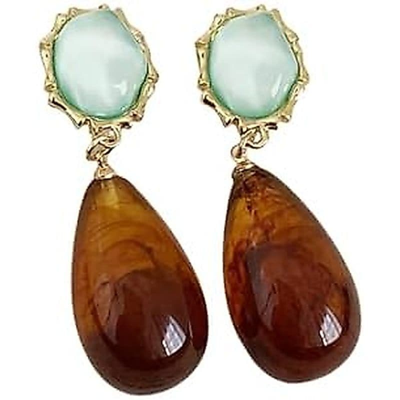 Brincos Pendentes De Lágrima Âmbar Vintage Para Mulheres , Meninas , Hipoalergênicos , Leves , Grandes , Gota D'água , R