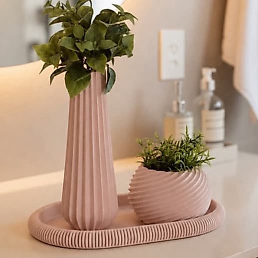 kit com 3 Decorativos Modernos, 1 Bandeja e 2 Vasos para Plantas - Ideal para Sala , Banheiro e Escritório