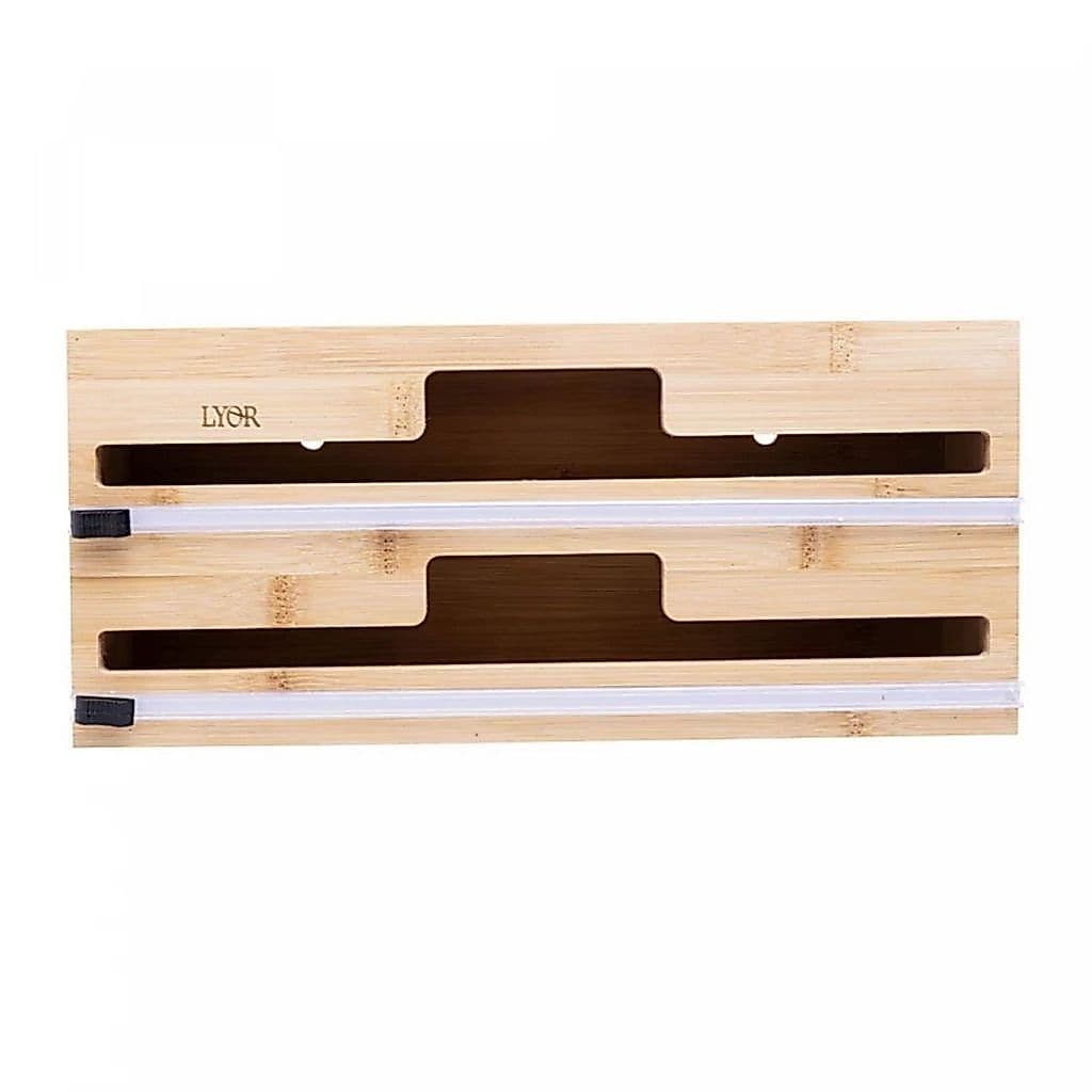 SUPORTE PAREDE BAMBU 2/1 PAPEL ALUMINIO PLASTICO FILME LYOR