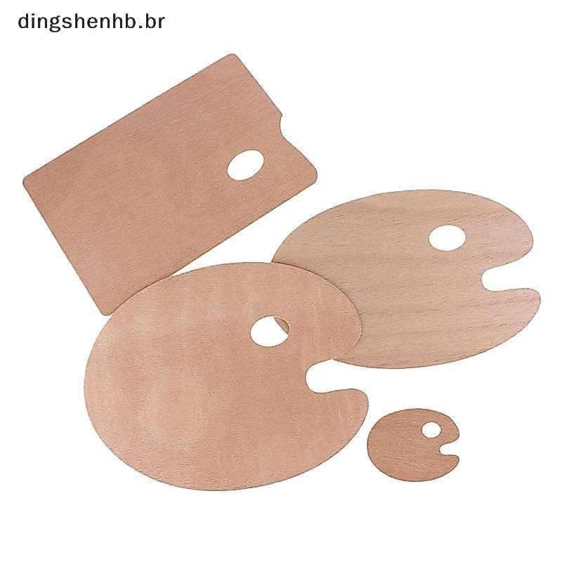 DIBR Paleta De Pintura De Madeira Com Furo Para Polegar Mistura De Cores Oval Quadrado Bandeja A Óleo Aquarela .