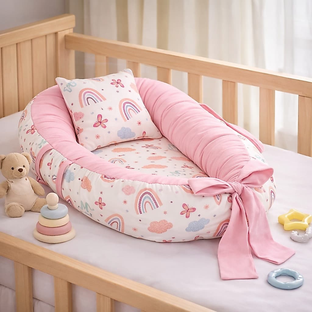 Ninho Lauriê Redutor de Berço Oval Baby Com Travesseiro Anatômico