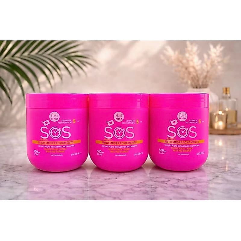 Kit 03 máscaras de reconstrução SOS anti emborrachamento 500g cada
