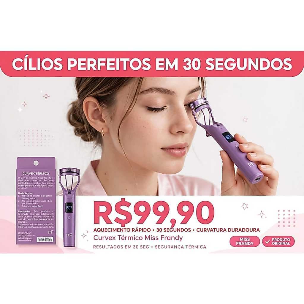 Curvex Térmico Modelador de Cílios Elétrico USB Miss Frandy - 24h