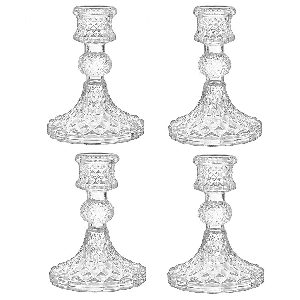 kit 4 PORTA VELA CASTICAL DE VIDRO REDONDO COM BASE ALIGNA
