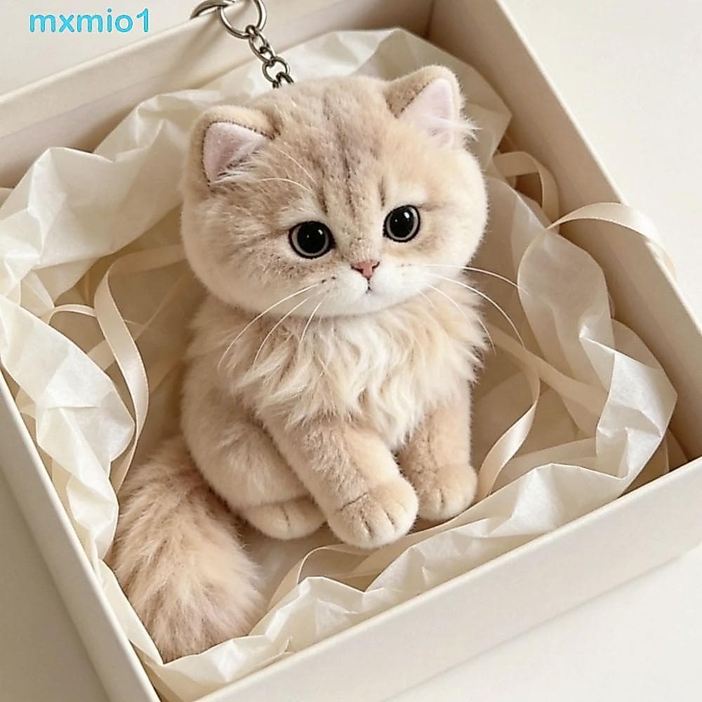 Boneca De Pelúcia De Gato , Chaveiro Enchimento De Algodão PP De Simulação , Charme De Animal Macio De 15 Cm