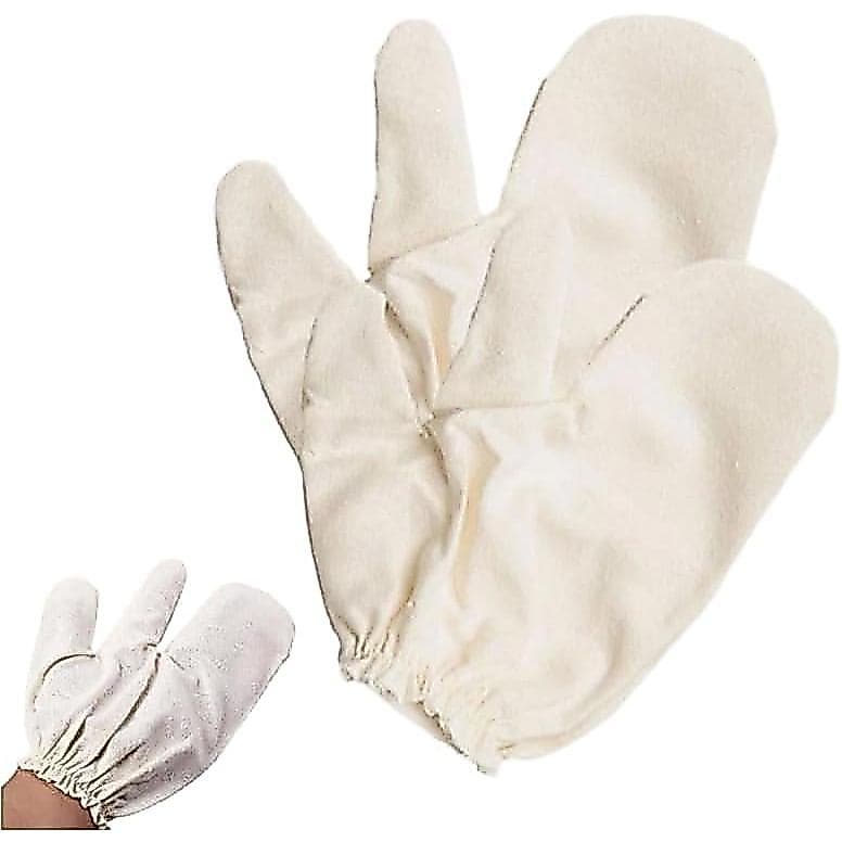 Luvas Ayurvédicas RawSilk Garshana, Luvas Esfoliantes para Escovação a Seco do Corpo, para Drenagem Linfática e Remoção