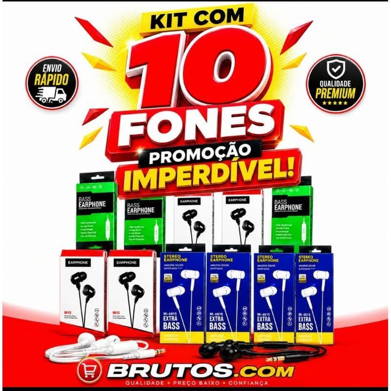 kit com 10 fones com microfone 🎤