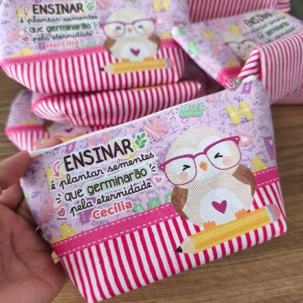 kit 10 Nécessaire Personalizada com Nomes dia dos professores