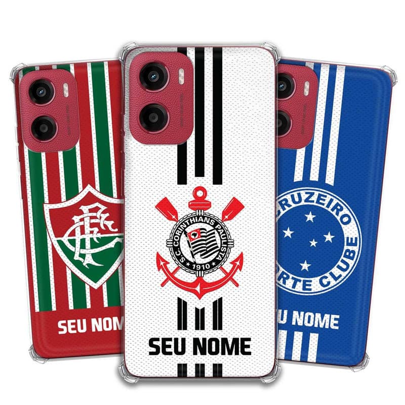 Capa Capinha - Motorola Moto G05 - Futebol Times do Brasil Personalizada com nome