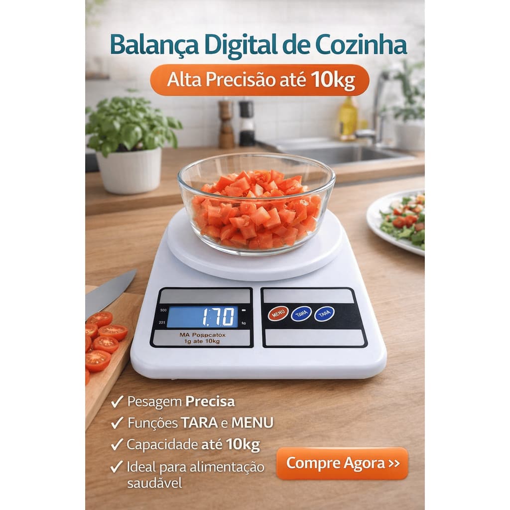 🔥 Balança Digital de Cozinha 10kg Alta Precisão Eletrônica Culinária Com Função Tara 🔥