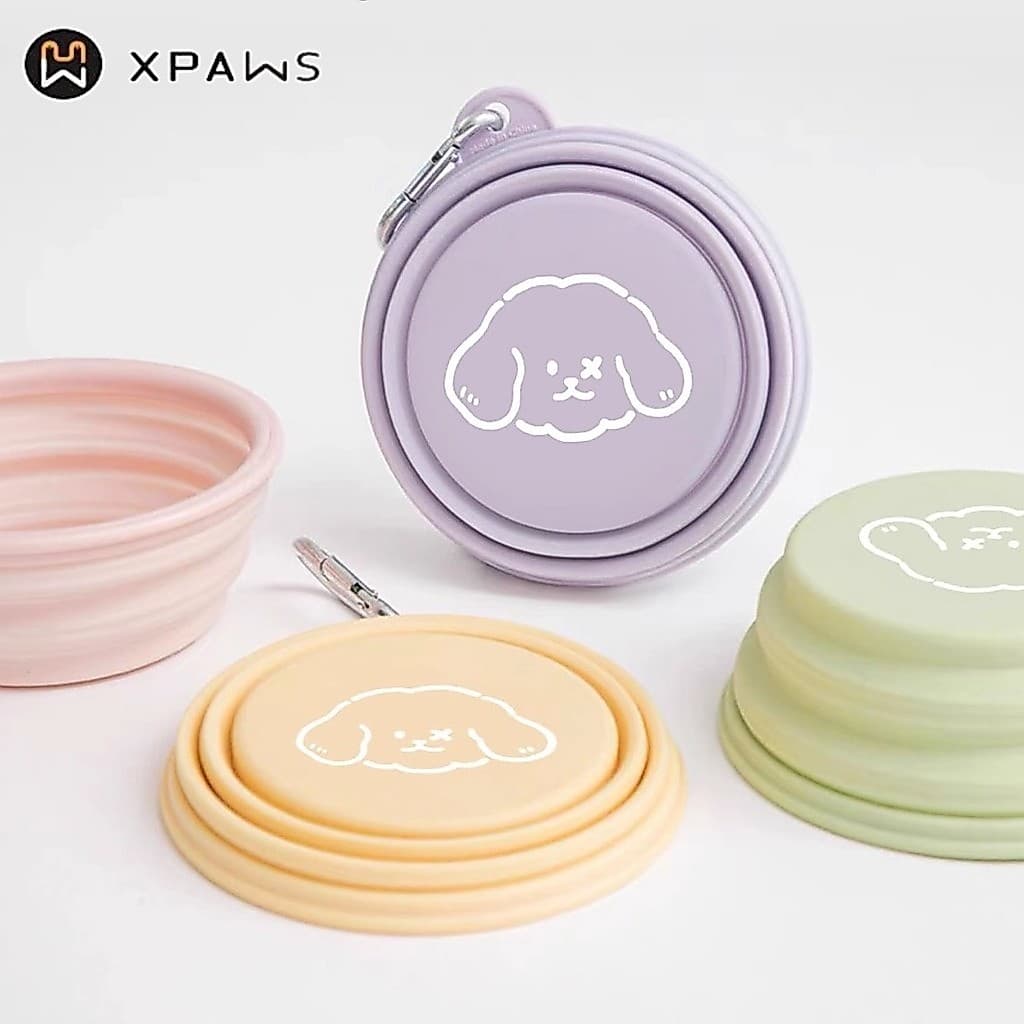 XPAWS portátil Pet Silicone tigela dobrável viagem ao ar livre retrátil tigela de comida para cães compressível Mini cop