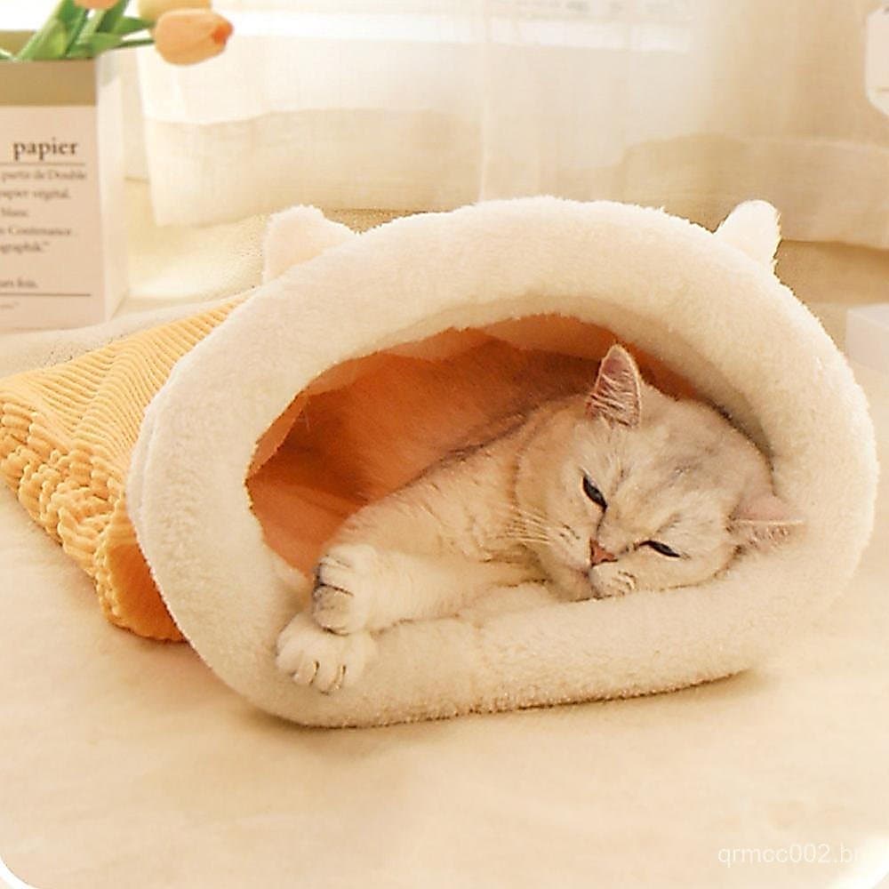 TKEY Cama Térmica Para Gatos , Saco De Dormir De Inverno Design De Rebarbas , Esconderijo Confortável , Caverna De Calor