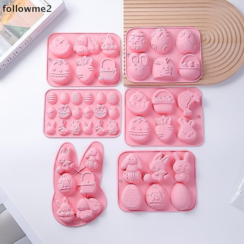 [fol] Coelhinho Da Páscoa Em Forma De Ovo De Silicone Bolo Biscoitos Molde Ferramenta De Cozimento De Doces De Chocolate