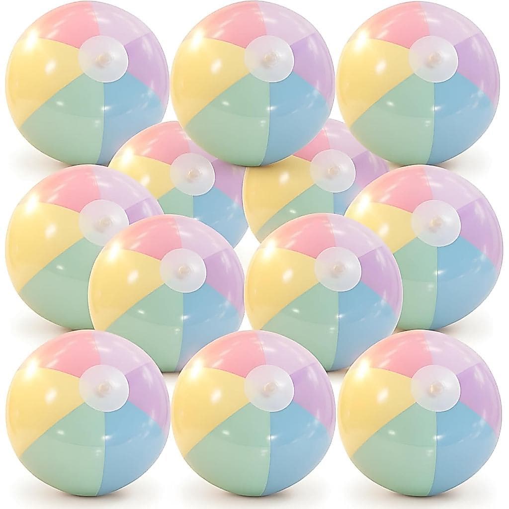 12 Bolas de Praia Infláveis Pastel em Lote, Bolas de Praia Gigantes em Cores Pastel para Decorações de Festa de Aniversá