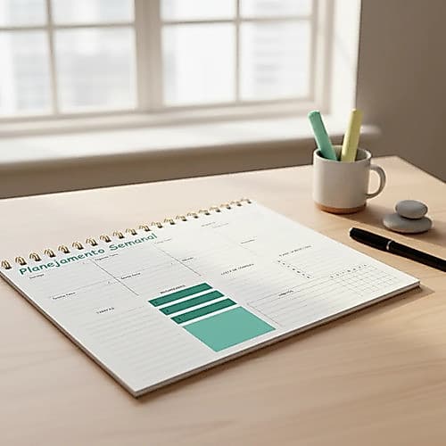 Planner Semanal De Mesa Com Divisões Organização De Tarefas