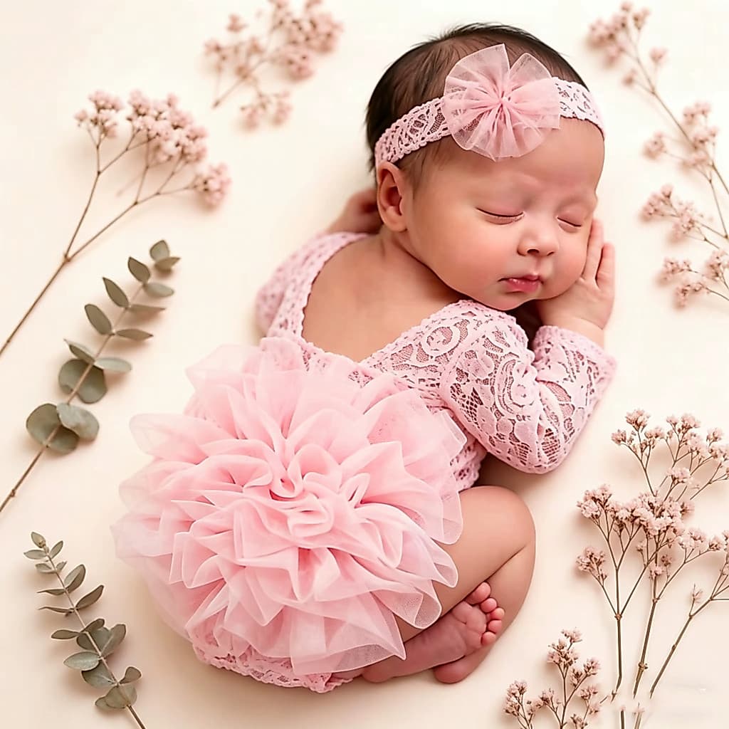 Roupa Newborn para Ensaio Fotográfico Bebê Menina Vestido Tutu Fantasia Recém-Nascida 0 a 1 Mes Mêsversário Princesa
