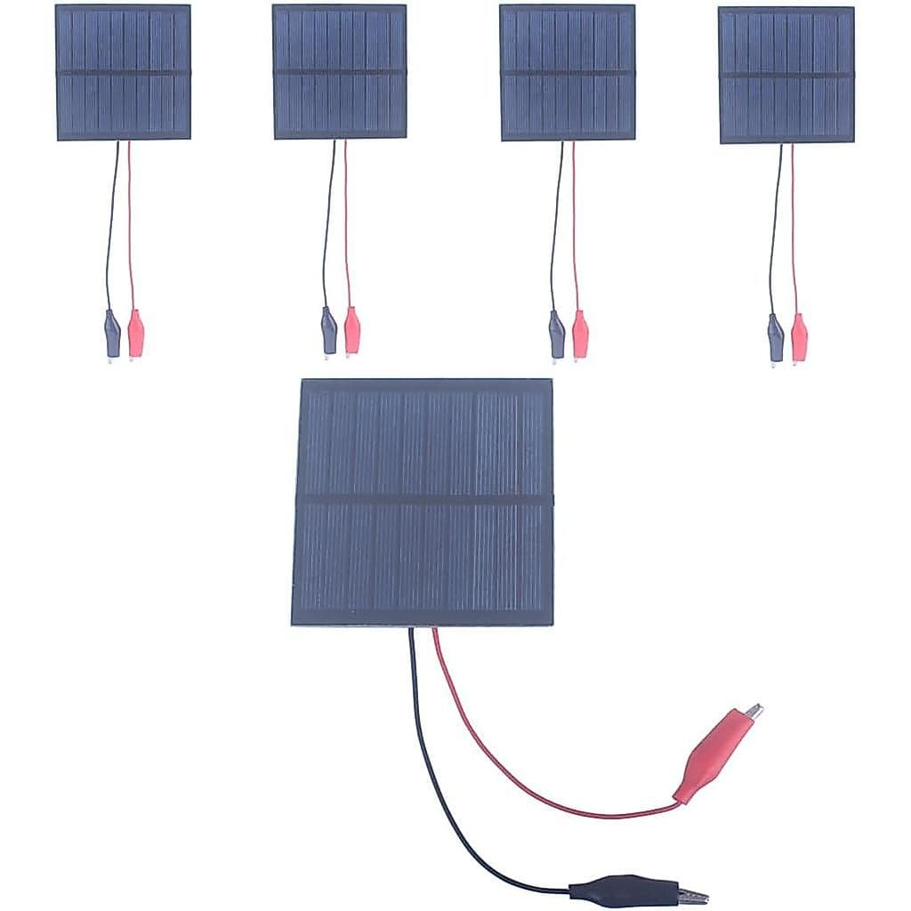 5 Peças de Painéis Solares Pequenos, 1W 5V 200mA, Mini Painel Solar Fotovoltaico com Conector de Fio 89,5mm*89,5mm para