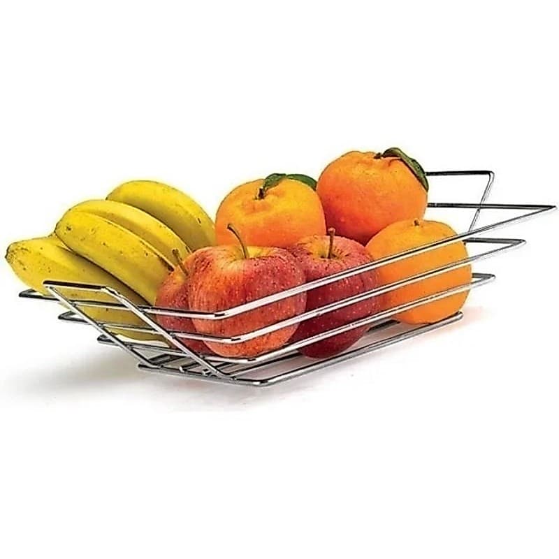 Fruteira De Mesa Bancada Quadrada Em Aço Cromado