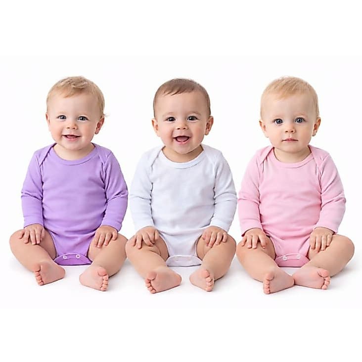 Kit C/ 3 Body Bebê Unidades - 100% Algodão- Manga Longa - Cores Variadas