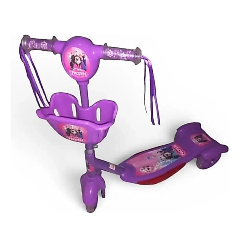 Patinete de cesta 3 rodas da Frozen roxo com música e luzes