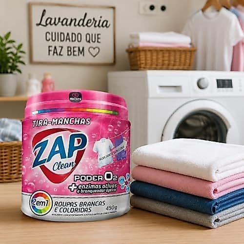 KIT TIRA MANCHAS ROUPA ZAP CLEAN PODER O2 450G