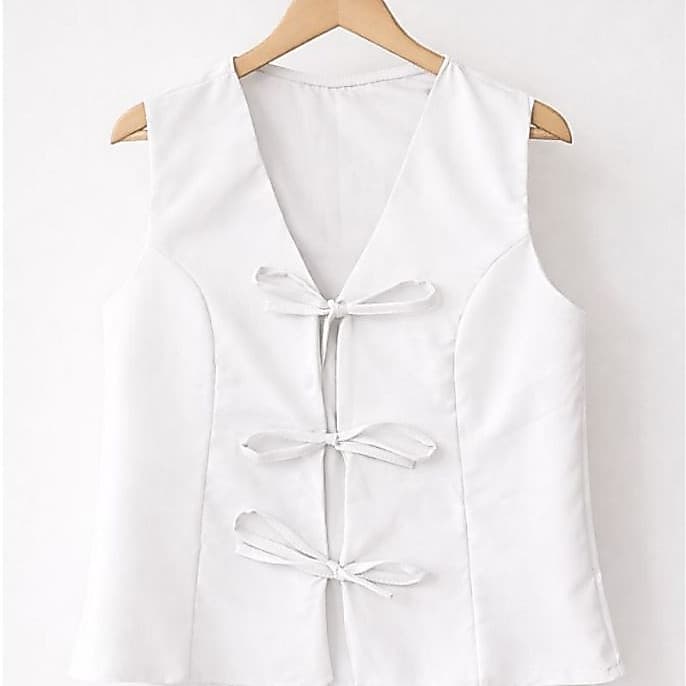 Colete casual de alfaiataria com amarração moda feminina elegante