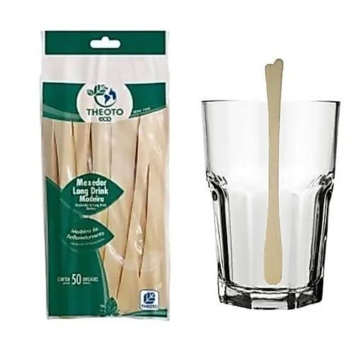 50 Palito Mexedor Long Drink Madeira (170mmx15mm) Theoto Eco