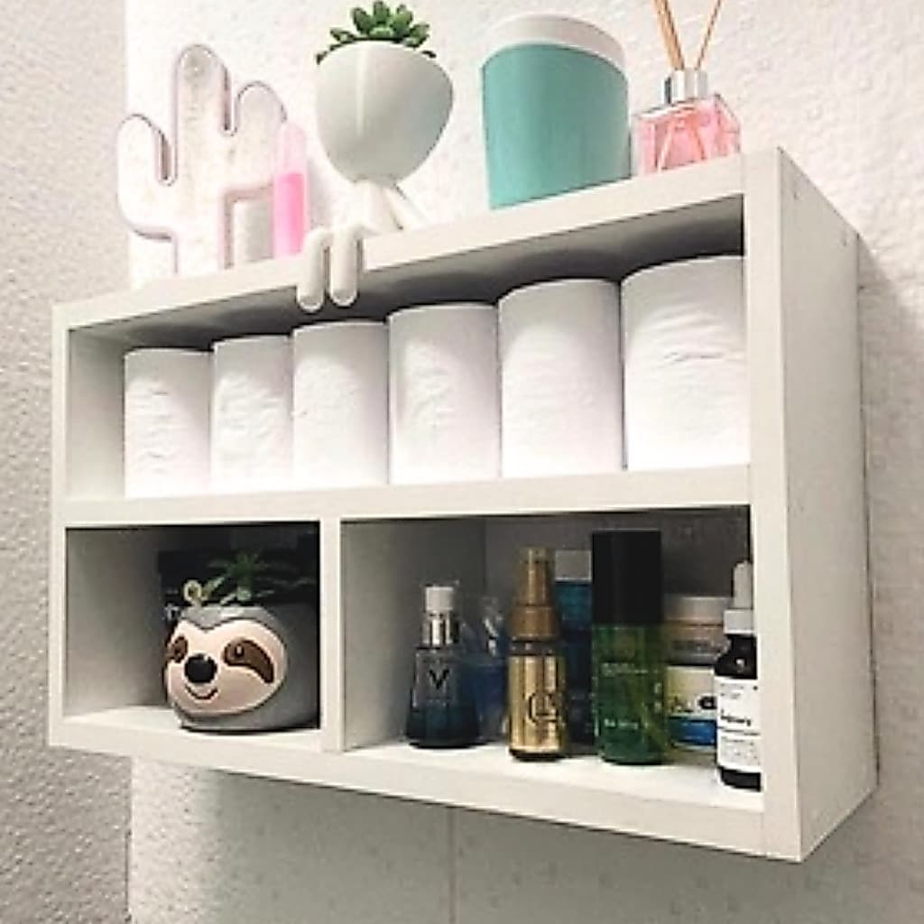 Nicho Para Banheiro Retangular Com Divisória Suporte Invisível 100% MDF Branco