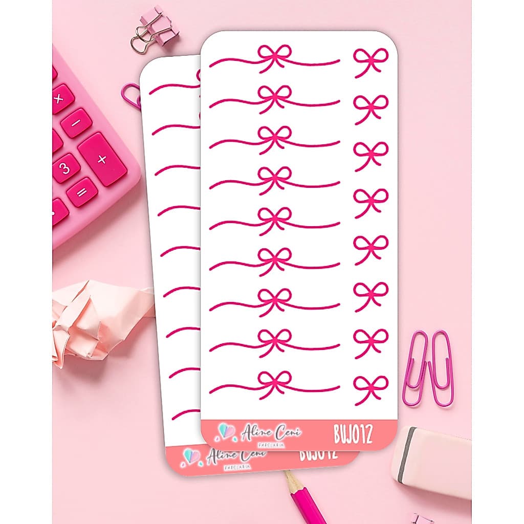 Adesivo para bujo - Mini adesivos - Cartela de adesivos desenhos de laço para decorar planner e bujo